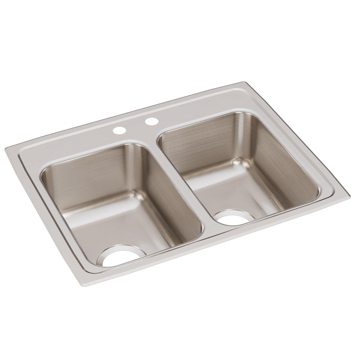 Elkay Lustertone Classic Premium Equal Double Bowl Drop - in Kitchen Sink with Quick - clip Mounting, Measuring 25 x 19 - 1/2 x 7 - 5/8 Inches