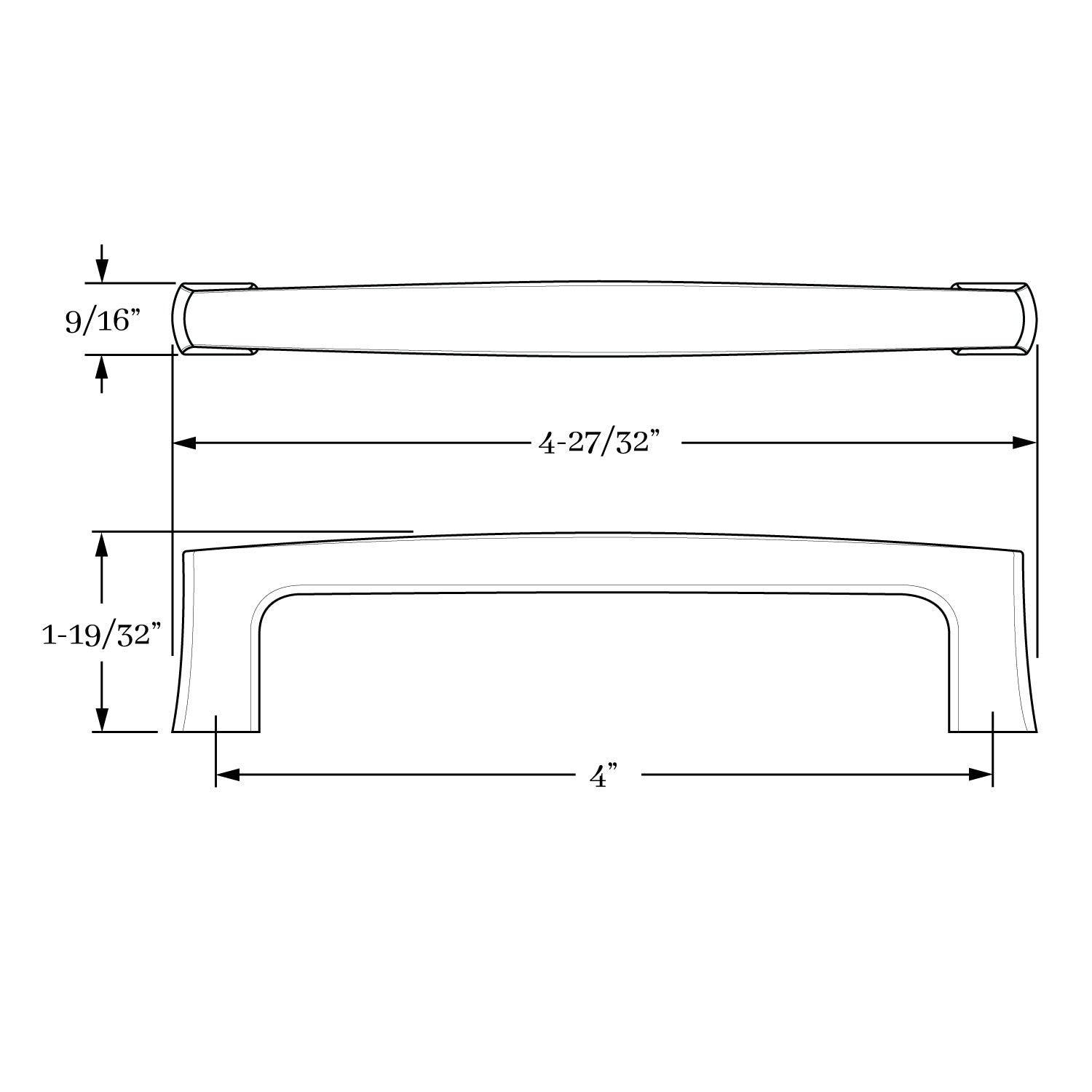 Exquisite Classic Solid Brass Park Lane 4-Inch Center-to-Center Cabinet and Furniture Pull