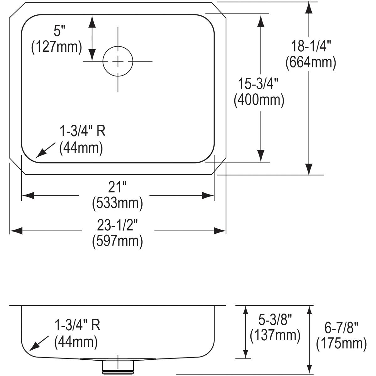 Elkay Lustertone Classic 23.5 x 18.25 x 5.4 Single Bowl Undermount ADA Sink with Perfect Drain for Hygienic Use