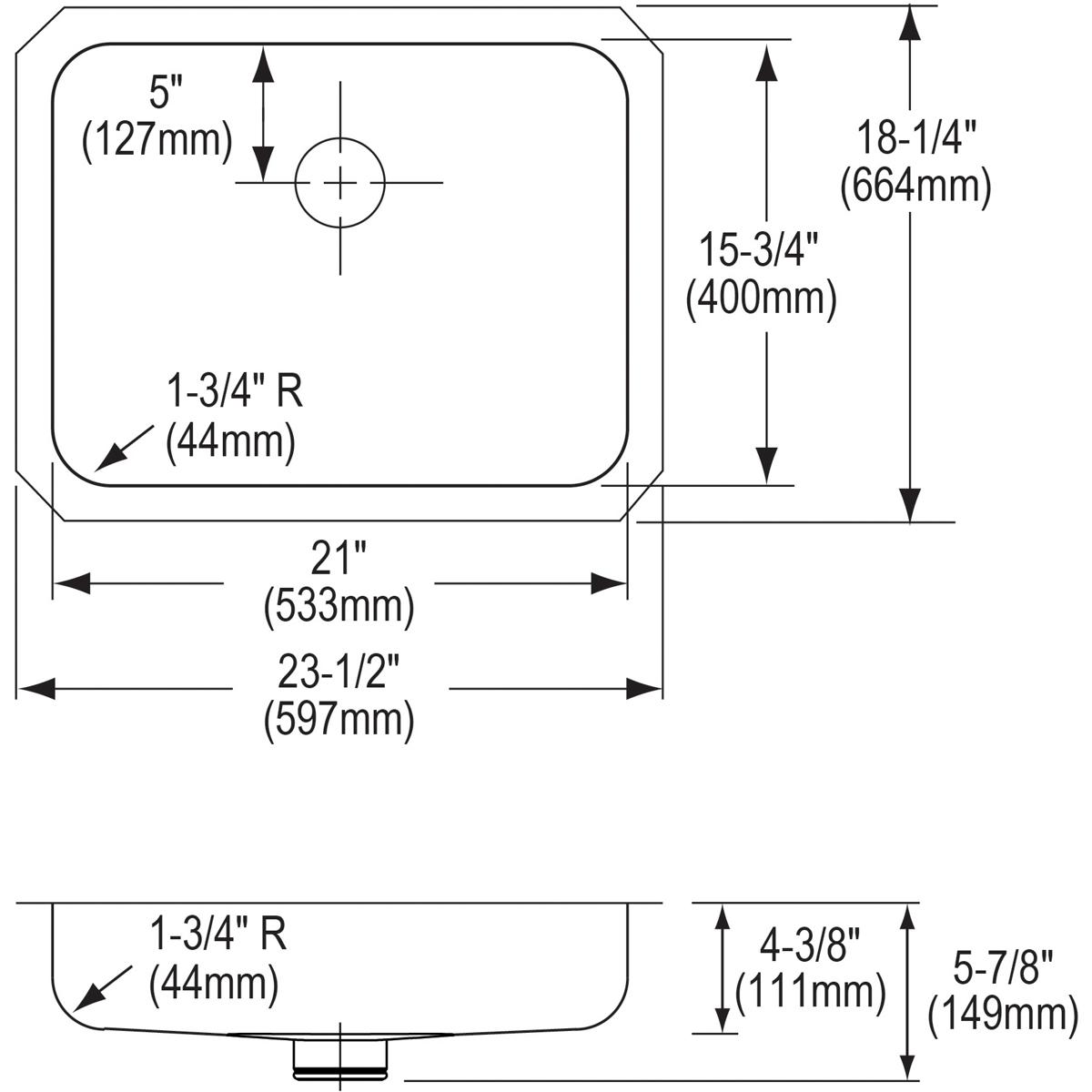 Elkay Lustertone Classic Single Bowl Undermount ADA - Compliant Kitchen Sink with 23 - 1/2 x 18 - 1/4 x 4 - 3/8 Dimensions and Perfect Drain for Seamless Use