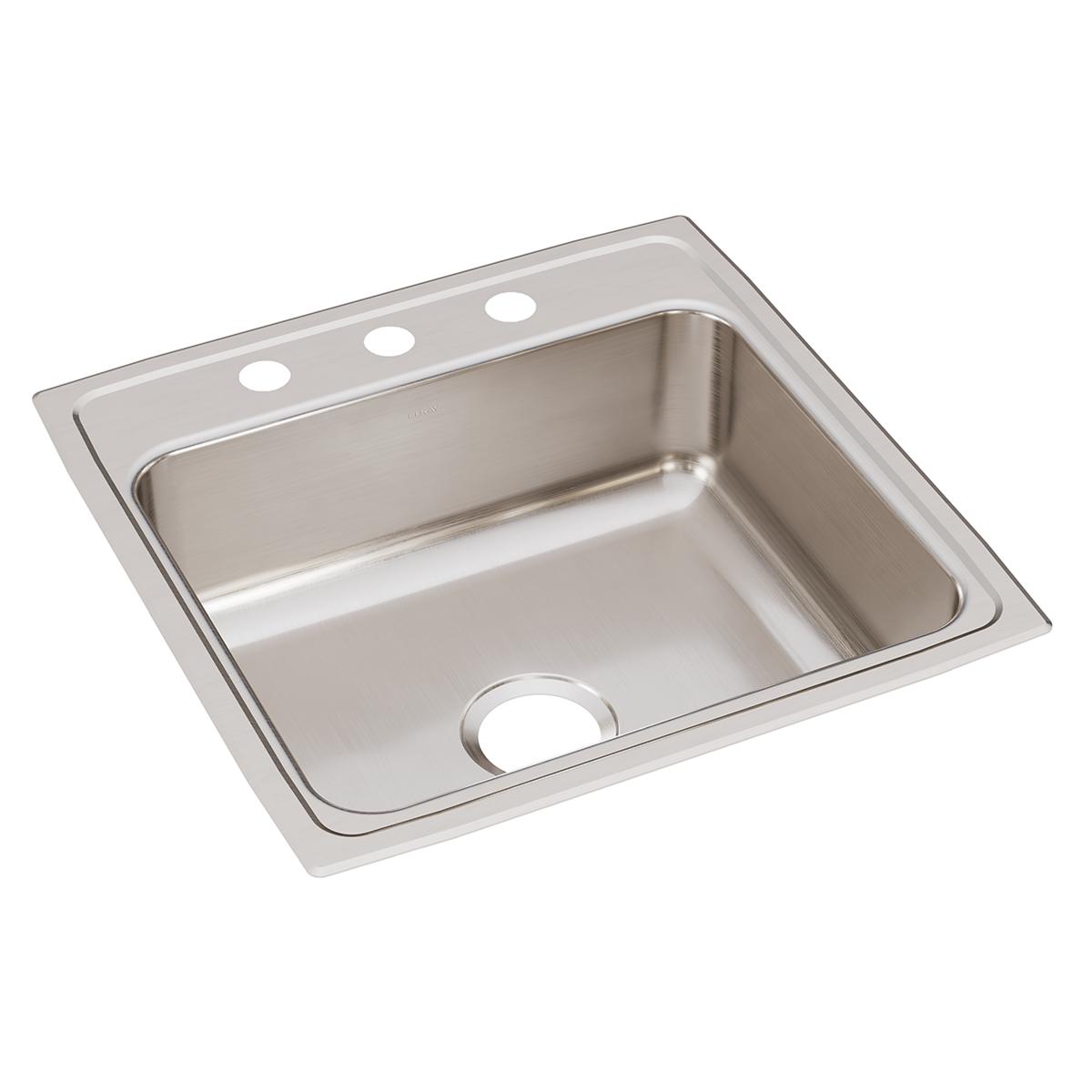 Elkay Lustertone Classic 22x22x7-5/8 Single Bowl Drop-in Sink with Quick-clip for Durable Kitchen Use