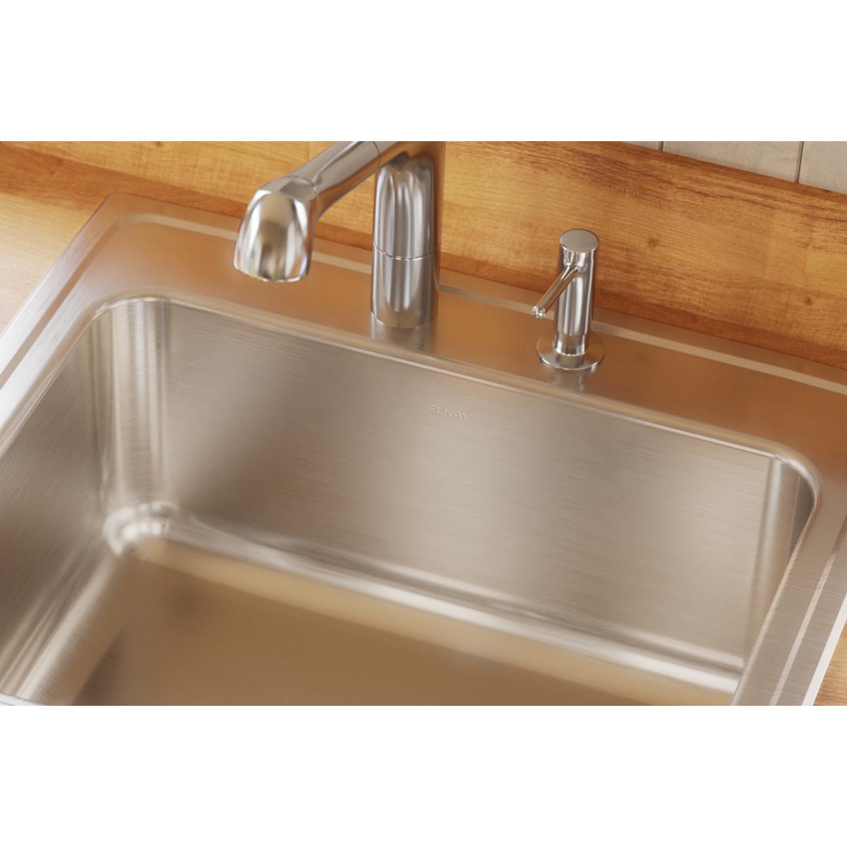 Elkay Lustertone Classic Stainless Steel Single Bowl Drop - in Kitchen Sink with MR2 - Hole Configuration, Dimensions 25 x 21 - 1/4 x 10 - 1/8