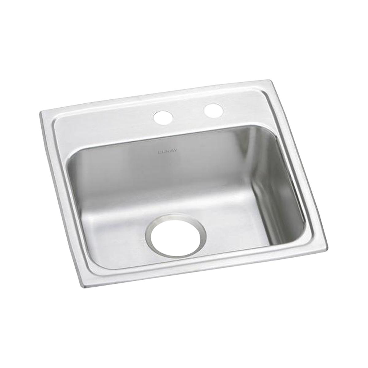 Elkay Lustertone Classic Single Bowl Drop - in ADA - compliant Kitchen and Bathroom Sink with 19 - 1/2 Inches x 19 Inches x 5 - 1/2 Inches Dimensions and MR2 - Hole Configuration