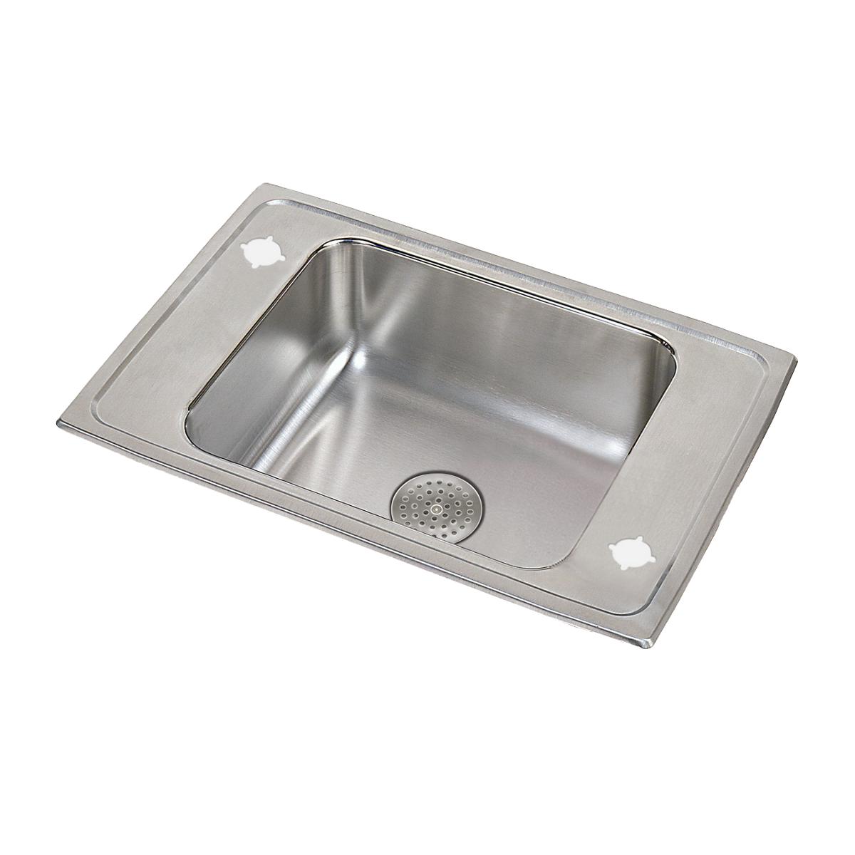 Elkay Lustertone Classic Single Drop - in Classroom Sink with Perfect Drain Grid, Measuring 25 Inches by 17 Inches by 7 and 5/8 Inches