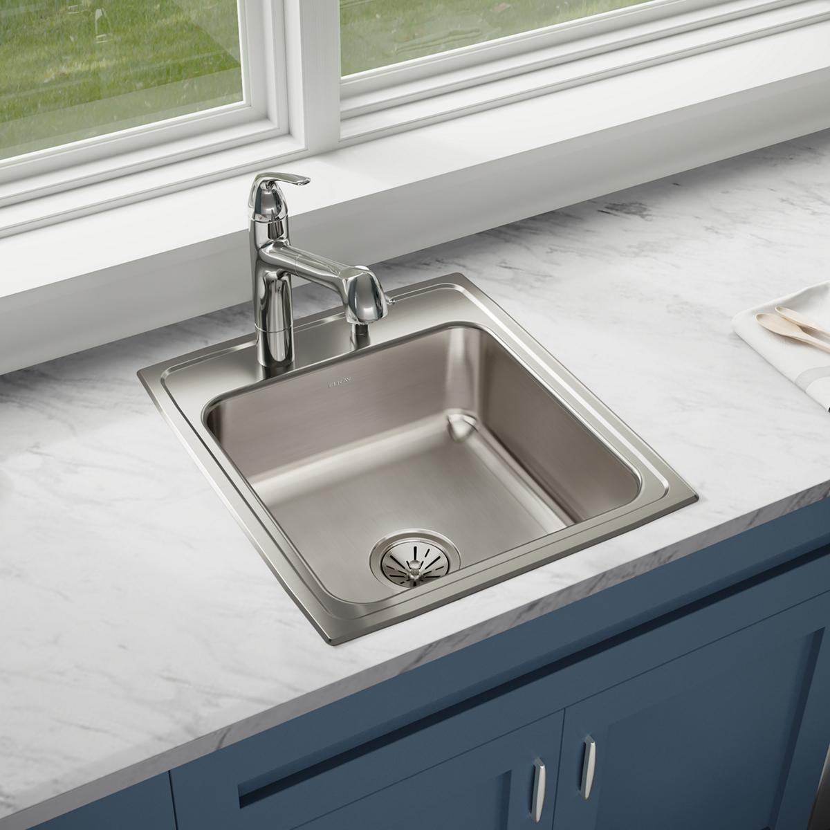 Elkay Lustertone Classic 19.5 x 22 x 7.625 Single Bowl Drop-in Sink with 4 Holes