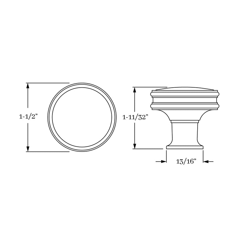 Exquisite Solid Brass Classic Chautauqua 1 1/2 - Inch Cabinet and Drawer Knob