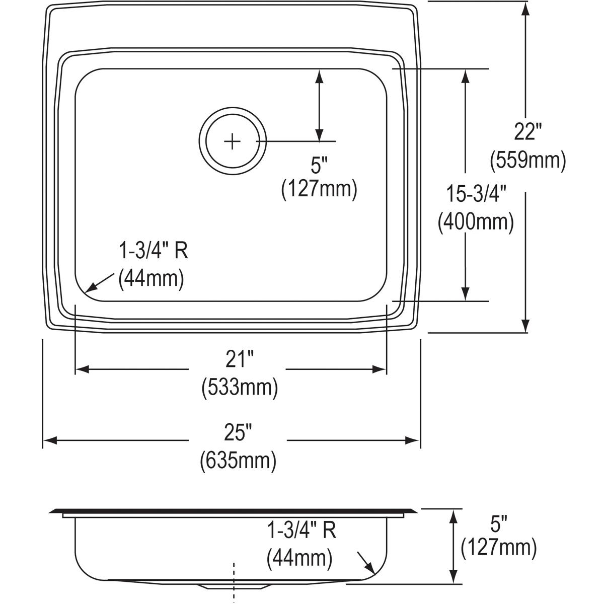 Elkay CuVerro Antimicrobial Copper Single Bowl Drop - in ADA Sink, 25x22x5