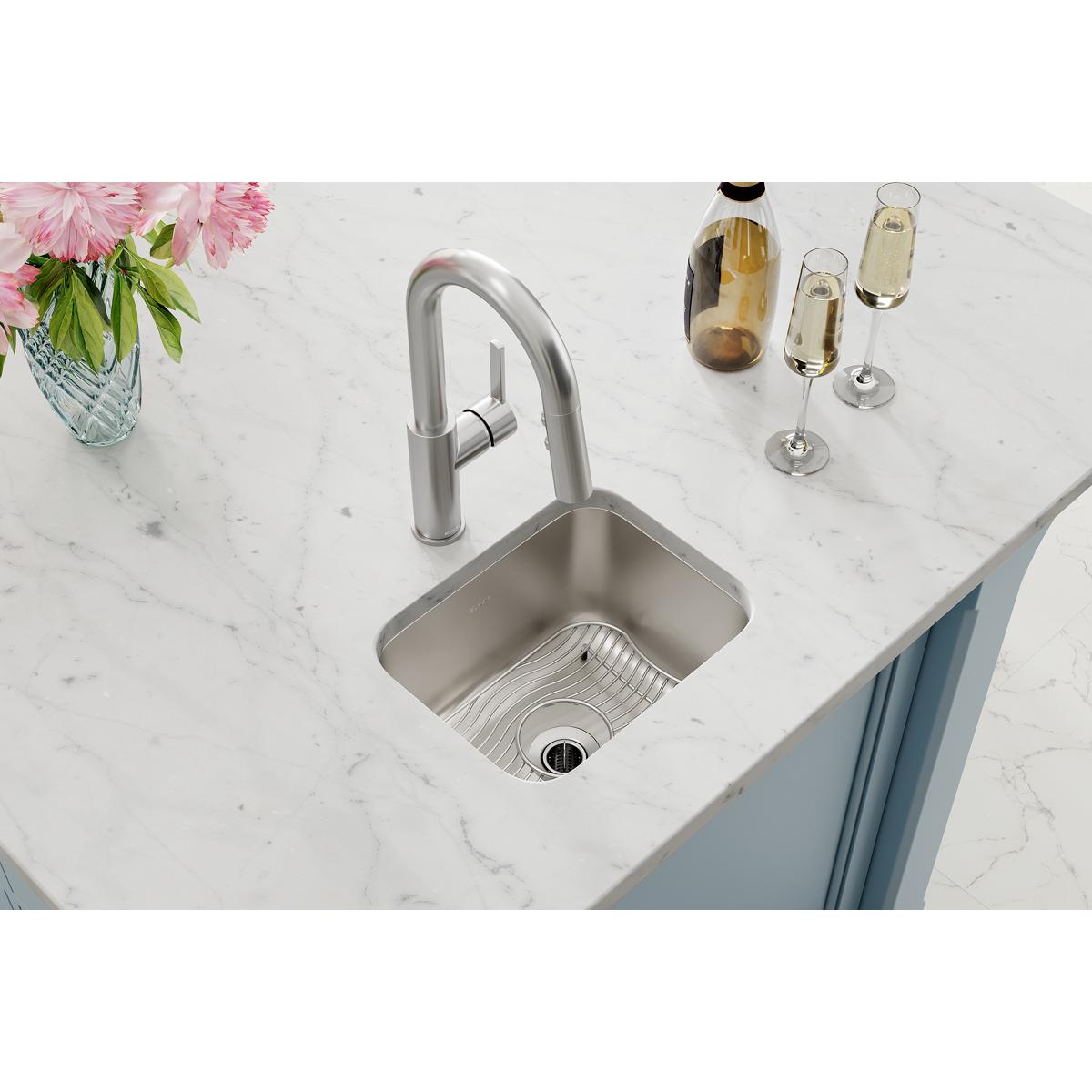 Elkay Lustertone Classic Single Bowl Undermount Bar Sink Kit - 14.5 Inches by 11.75 Inches by 7 Inches