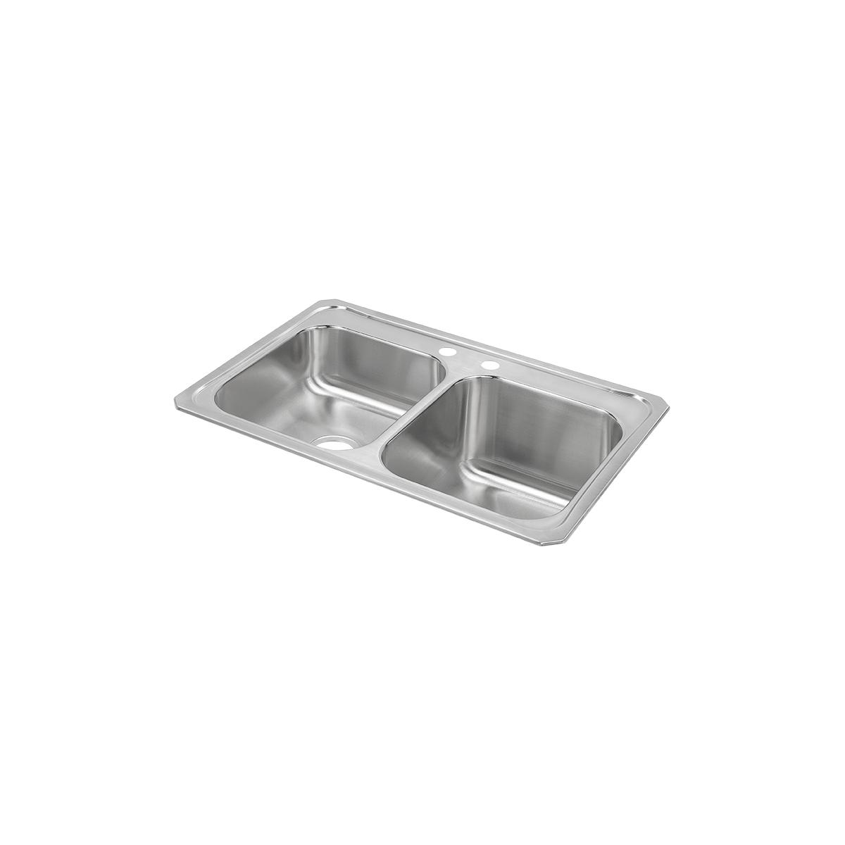 Elkay Celebrity 33-Inch by 22-Inch by 10-1/4-Inch Equal Double Bowl Drop-in Kitchen Sink with a Smaller Left Bowl