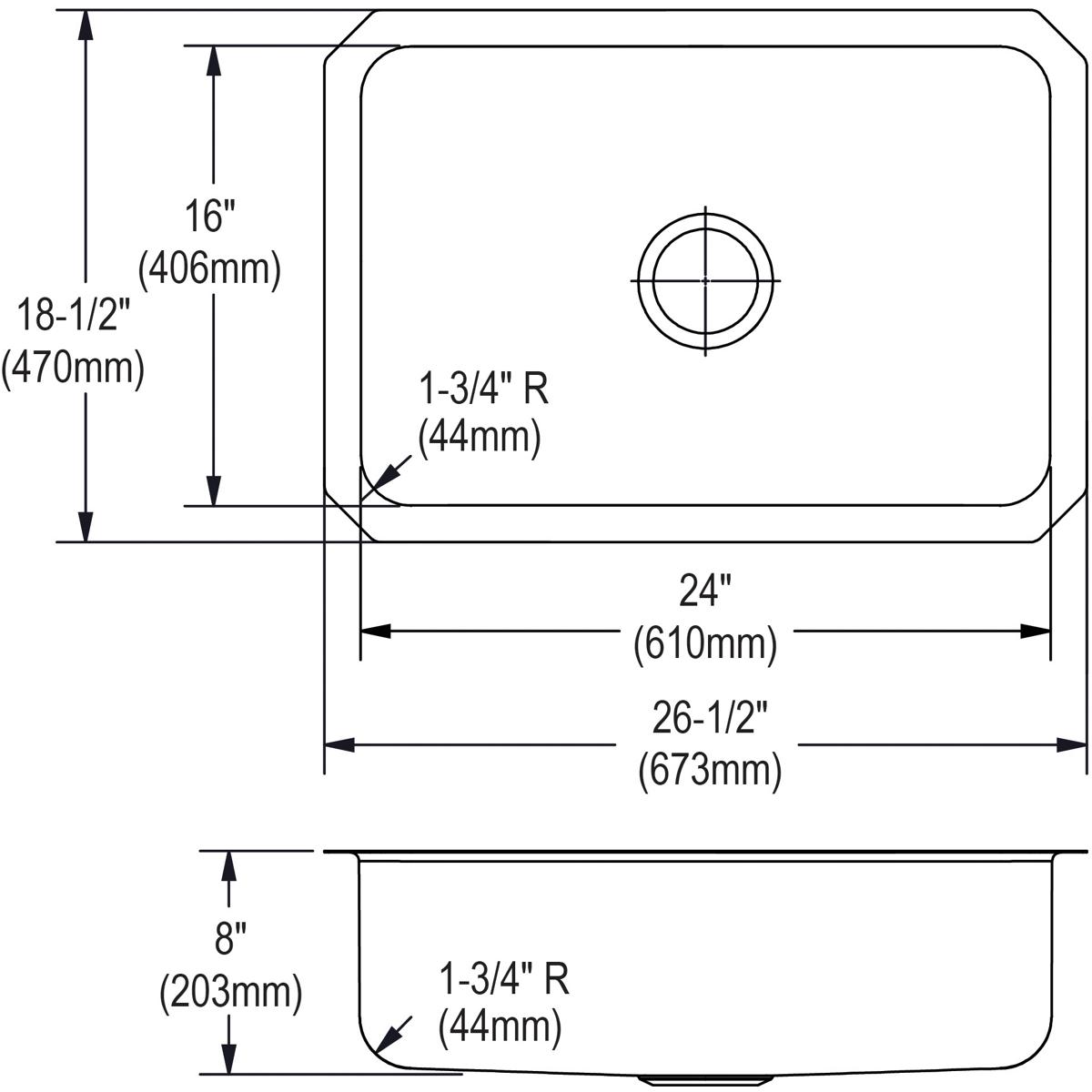 Elkay Dayton High - Quality 18 - Gauge Stainless Steel Single Bowl Undermount Kitchen Sink with Dimensions 26 - 1/2 x 18 - 1/2 x 8