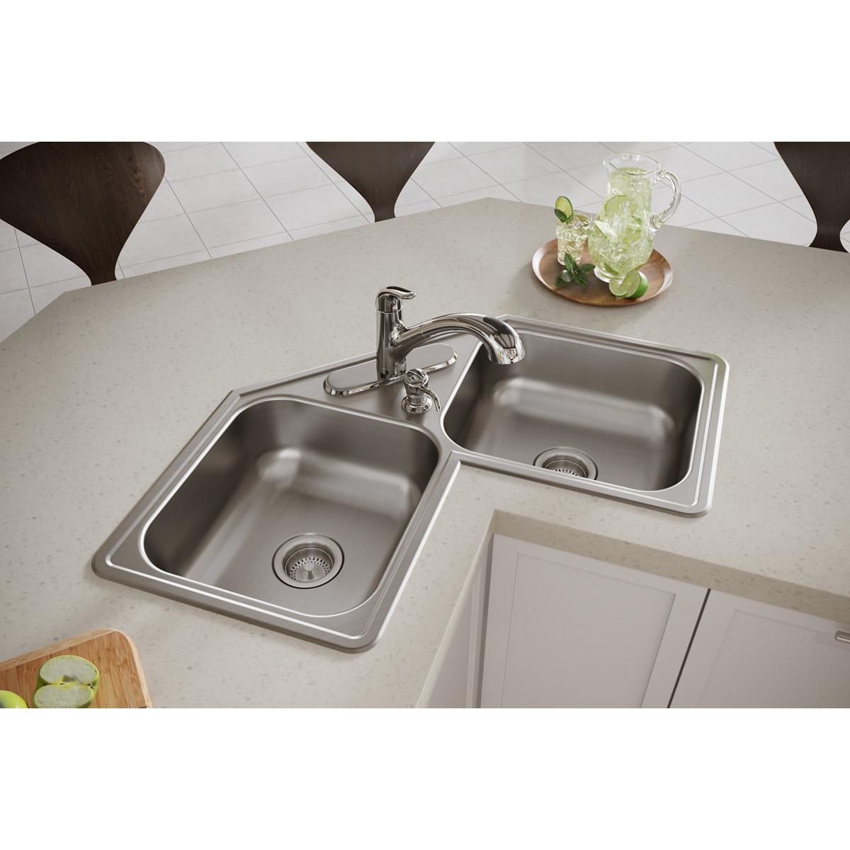 Elkay Dayton 31-7/8 x 31-7/8 x 7 High - quality Equal Double Bowl Corner Sink for Kitchen