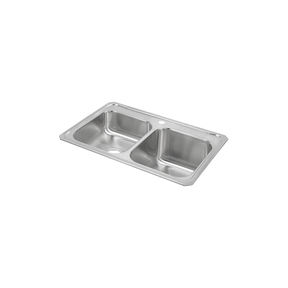 Elkay Celebrity 33-Inch by 22-Inch by 10-1/4-Inch Equal Double Bowl Drop-in Kitchen Sink with a Smaller Left Bowl