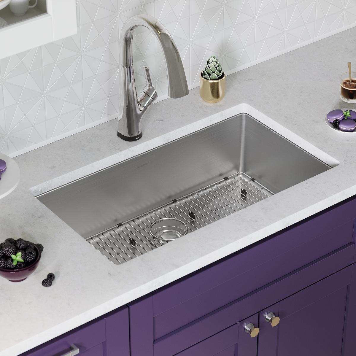 Elkay Crosstown 18 Gauge 33x22x9 Single Bowl Dual-Mount Sink Kit with Filtered Water Faucet