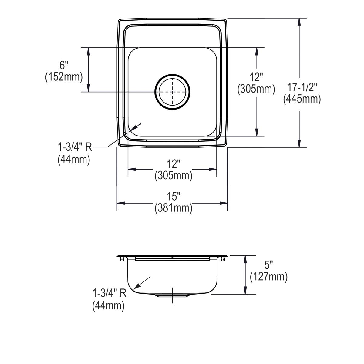 Elkay Lustertone Classic ADA-compliant 15 x 17-1/2 x 5 Single Bowl Drop-in Sink with Quick-clip