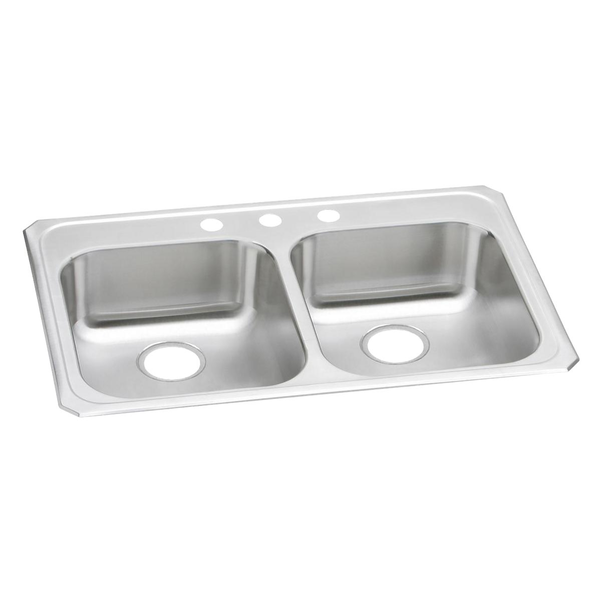 Elkay Celebrity 33 x 21-1/4 x 5-3/8 High-Durability Equal Double Bowl Drop-in Kitchen Sink