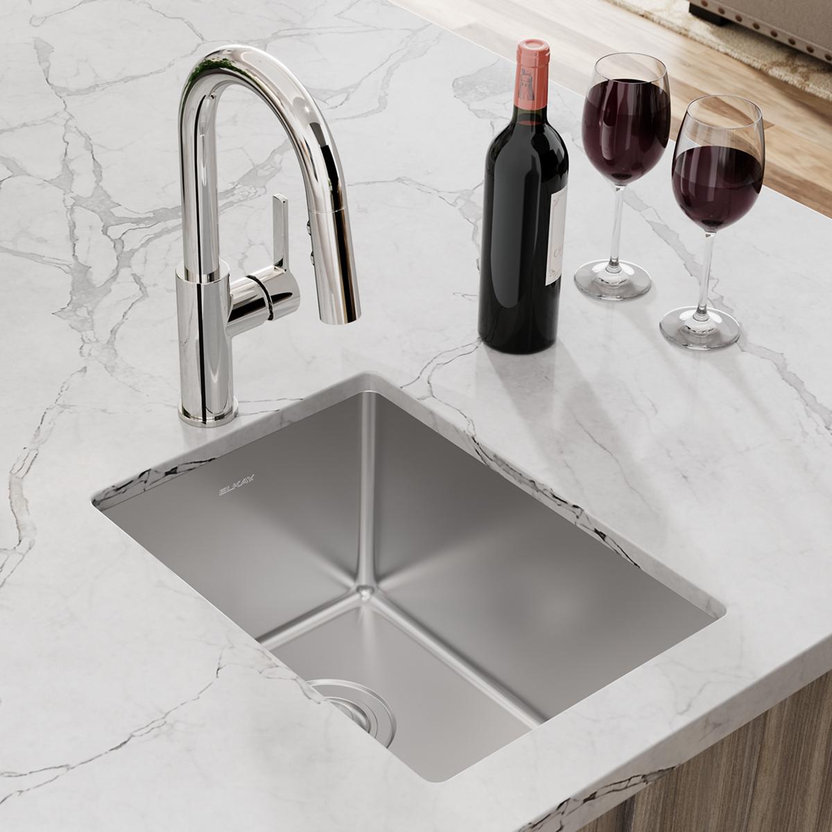 Elkay Crosstown 18-Gauge Single Bowl Undermount Bar Sink & Faucet Kit with Drain