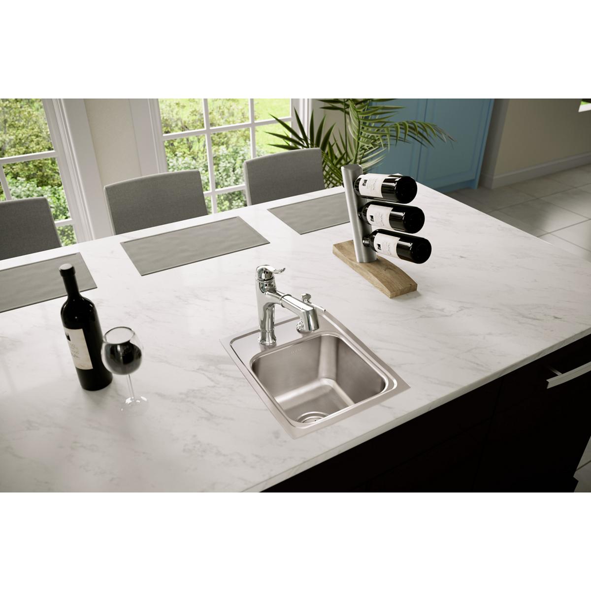 Elkay Lustertone Classic Single Bowl Drop - in Sink: 13 x 16 x 7 - 5/8, Stylish & Durable