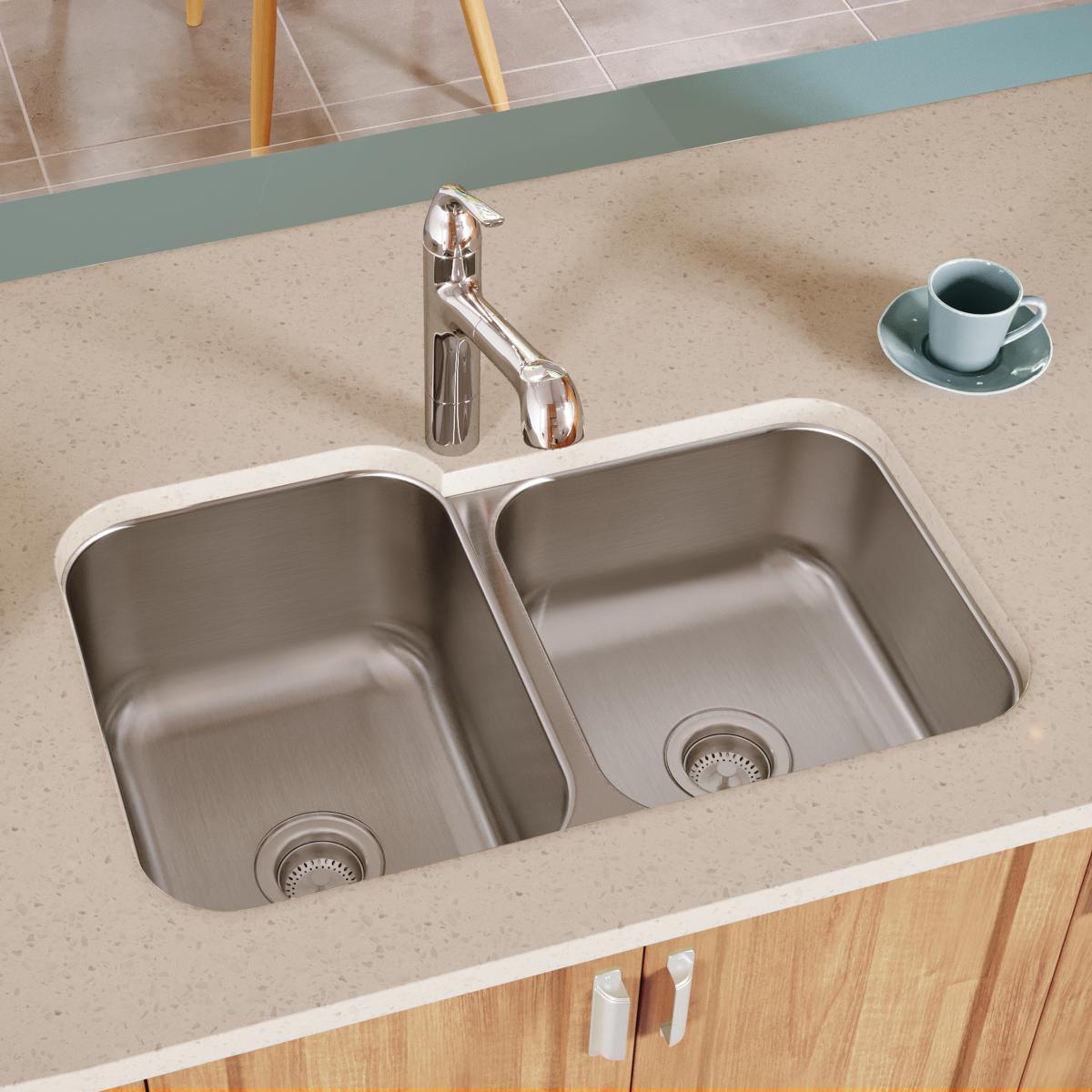 Elkay Dayton 18-Gauge 31-3/4 x 20-1/2 x 10 60/40 Double Bowl Undermount Kitchen Sink