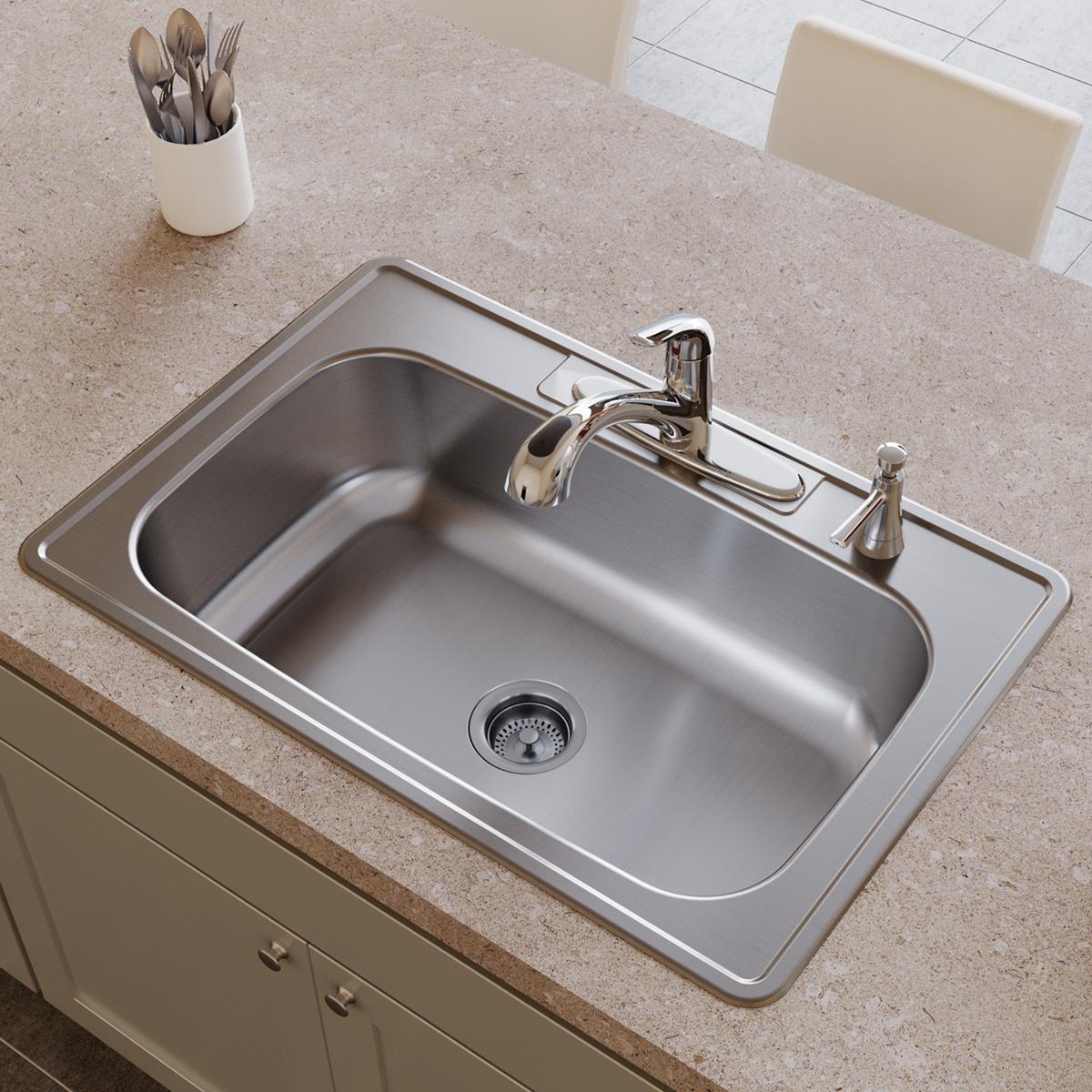 Elkay Dayton 33 x 22 x 8-1/16 Stainless Steel Single Bowl Drop-in Kitchen Sink