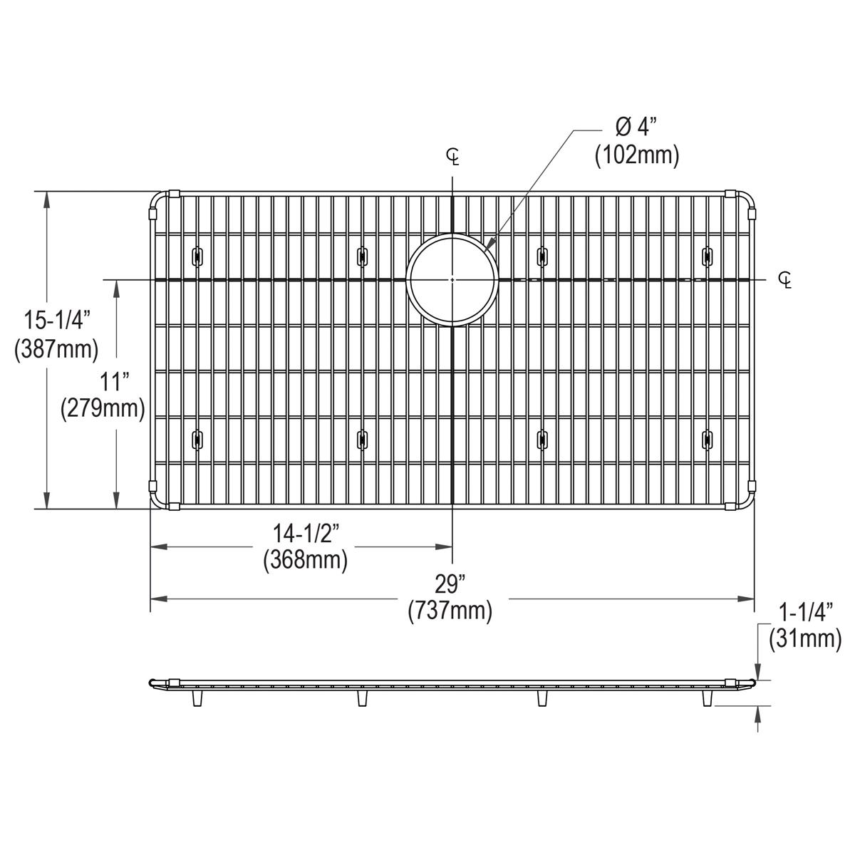 Elkay Crosstown High - Quality Stainless Steel Kitchen Sink Bottom Grid with Dimensions 29 x 15 - 1/4 x 1 - 1/4