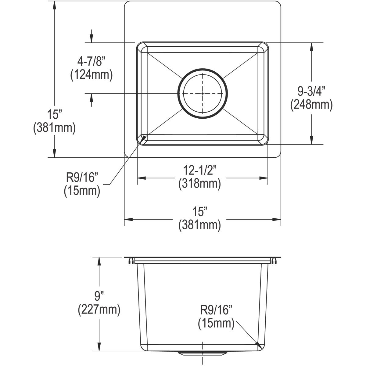 Elkay Crosstown 18-Gauge 15x15x9 Single-Bowl Dual-Mount Premium Bar Sink Kit