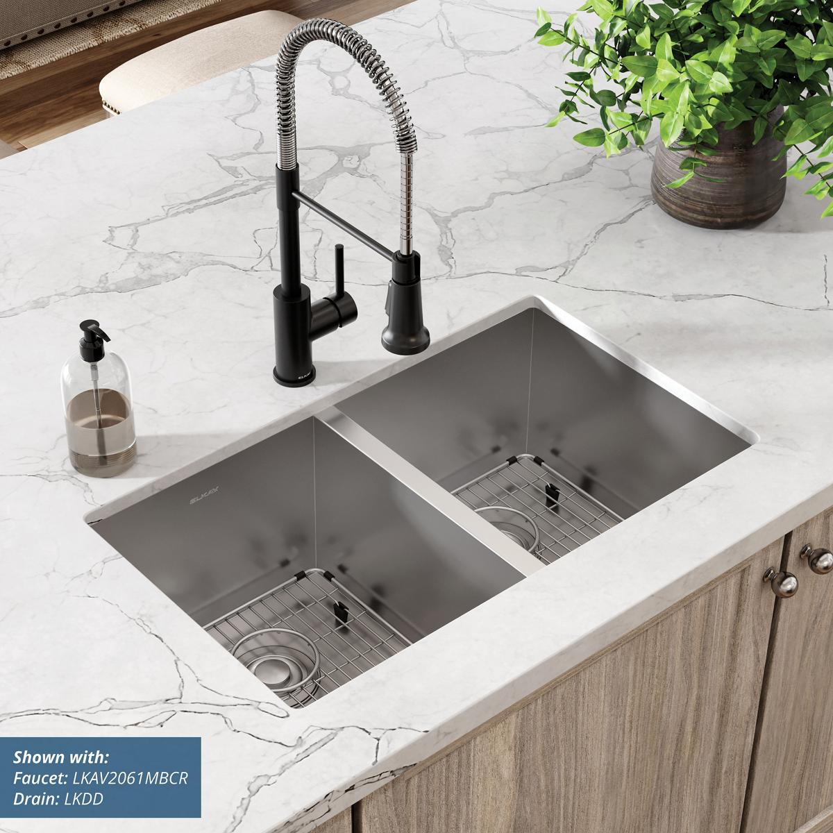 Elkay Crosstown High - Quality 16 Gauge Stainless Steel 30 - 3/4 x 18 - 1/2 x 10 Equal Double Bowl Undermount Kitchen Sink Kit