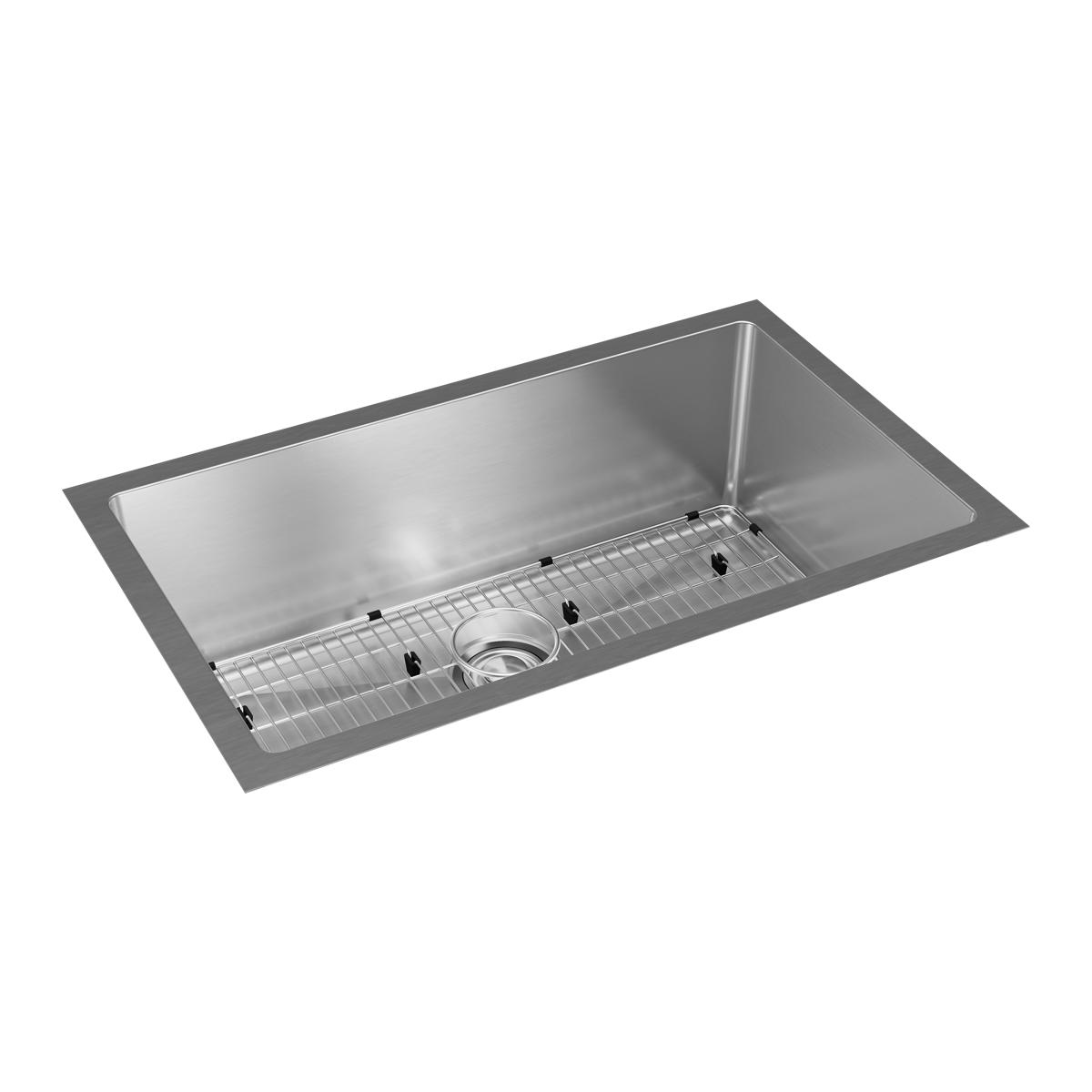 Elkay Crosstown 16-Gauge Single Bowl Undermount Sink Kit, 32.5x18x10