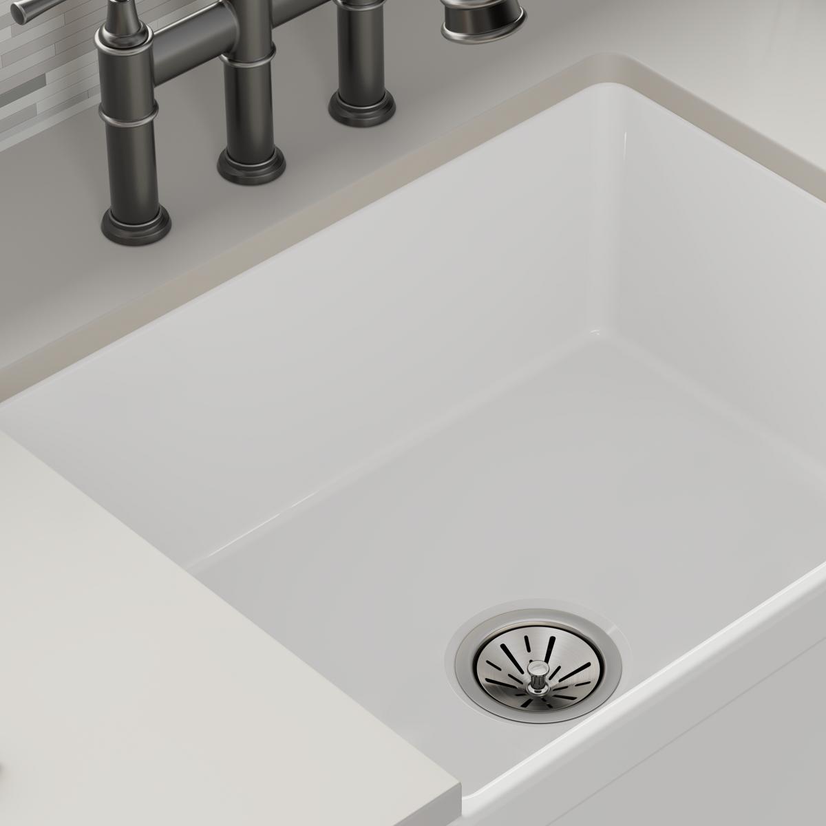Elkay High - Quality Fireclay Single - Bowl Farmhouse Kitchen Sink, Dimensions: 24 - 7/16 x 19 - 11/16 x 9 - 1/8 Inches