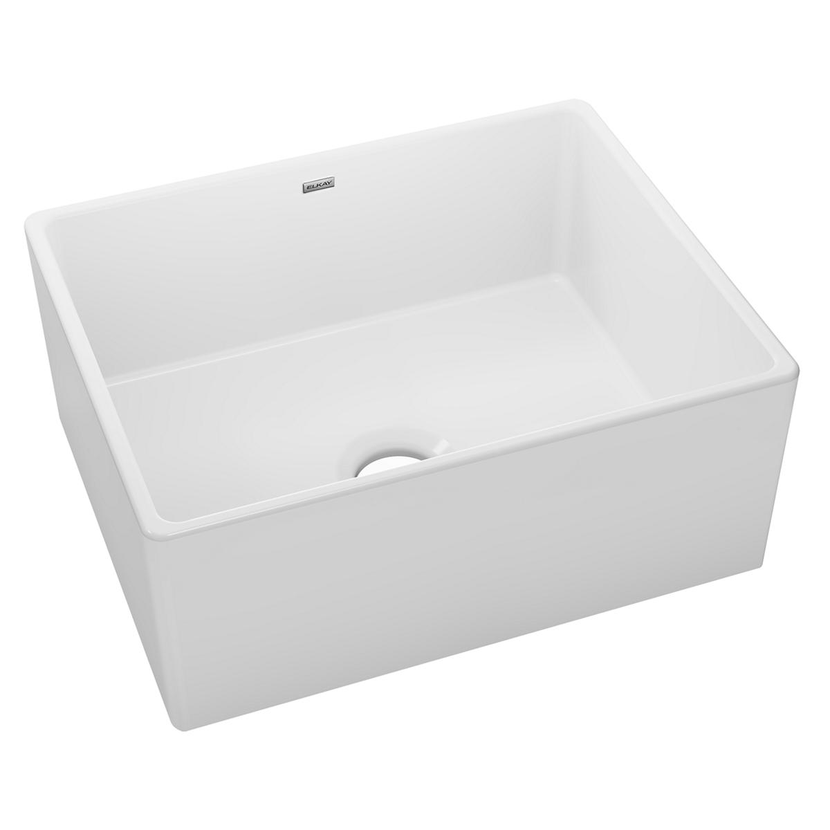Elkay High - Quality Fireclay Single - Bowl Farmhouse Kitchen Sink, Dimensions: 24 - 7/16 x 19 - 11/16 x 9 - 1/8 Inches