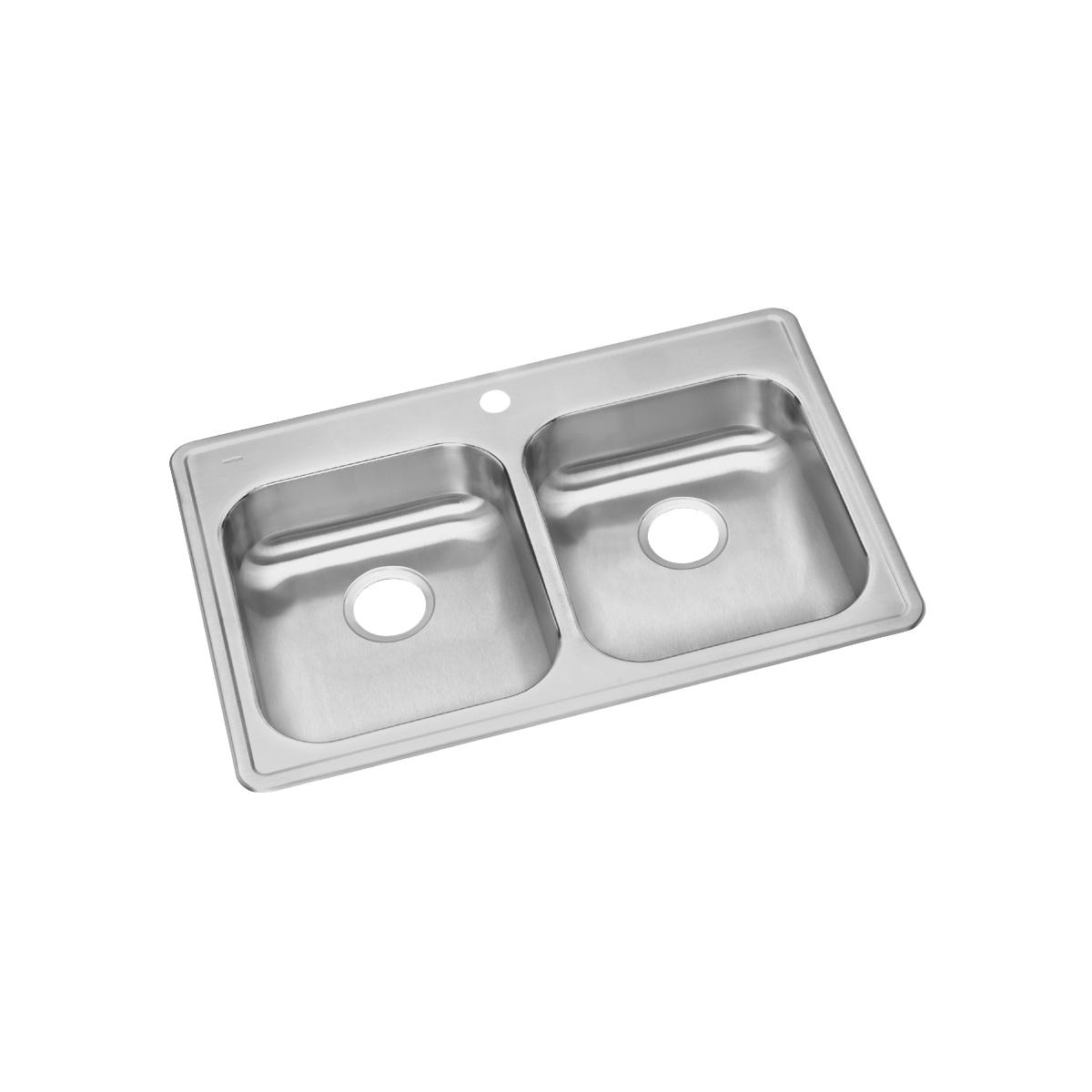 Elkay Dayton Premium Stainless Steel 33 Inches x 21-1/4 Inches x 5-3/8 Inches Equal Double Bowl Drop-in Kitchen Sink