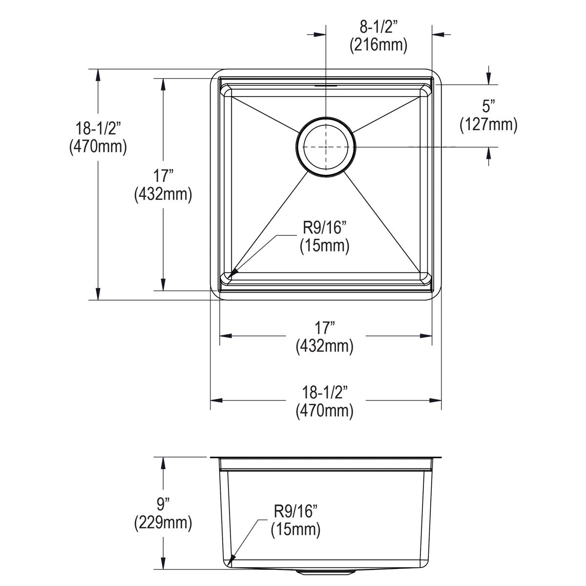 Elkay Crosstown Single Bowl Undermount Sink Kit - 18 Gauge Workstation for Kitchen with Dimensions of 18-1/2 Inches by 18-1/2 Inches by 8-3/4 Inches
