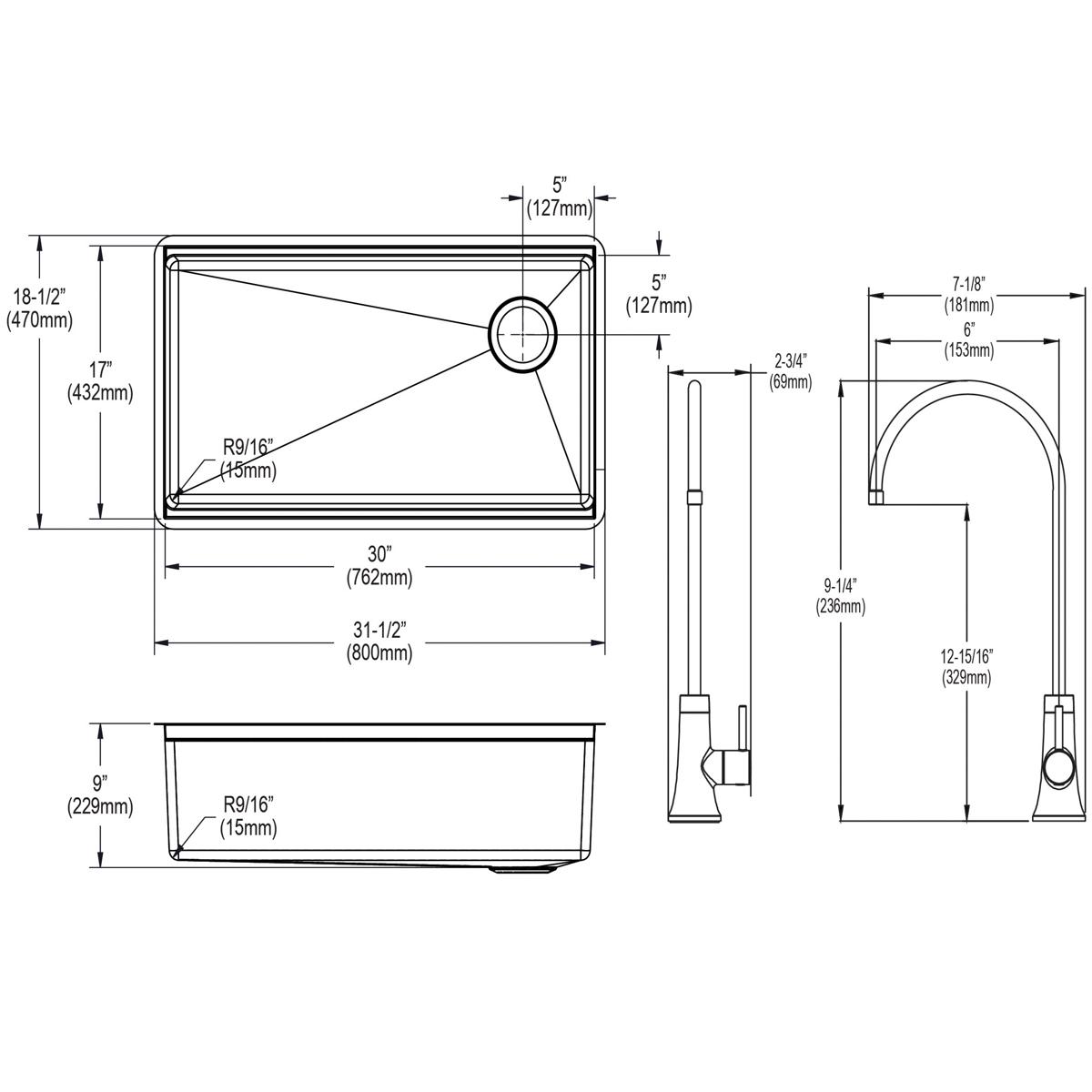 Elkay Crosstown 16-Gauge Single Bowl Undermount Workstation Sink Kit with Filtered Beverage Faucet