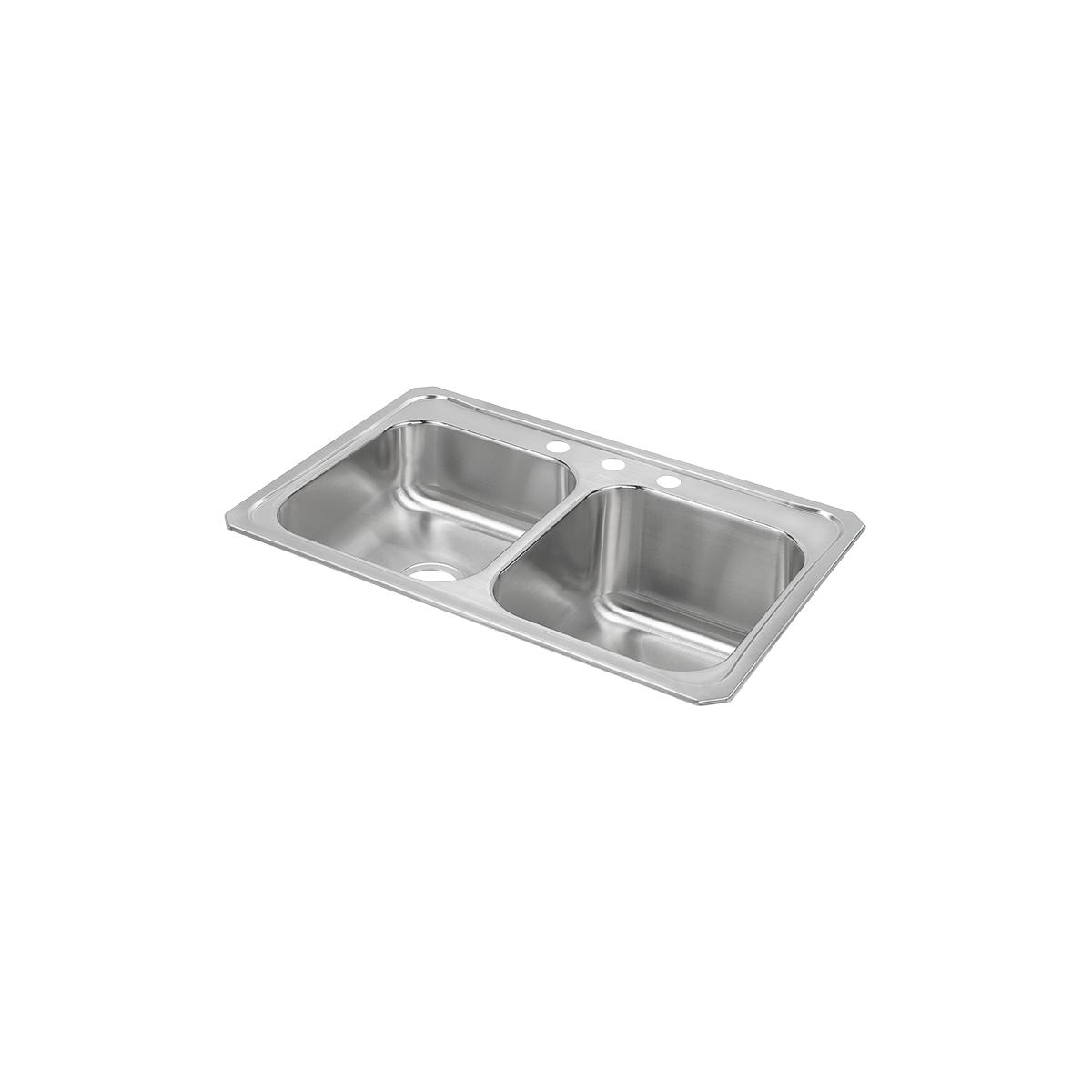 Elkay Celebrity 33-Inch by 22-Inch by 10-1/4-Inch Equal Double Bowl Drop-in Kitchen Sink with a Smaller Left Bowl