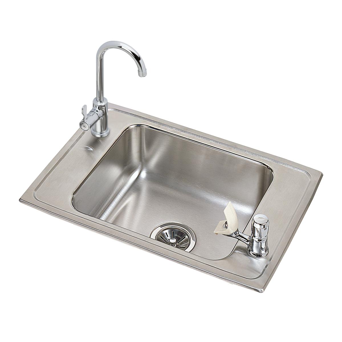 Elkay Celebrity 25x17x7-1/8 Single Bowl Drop-in Classroom Sink with Faucet & Bubbler Kit