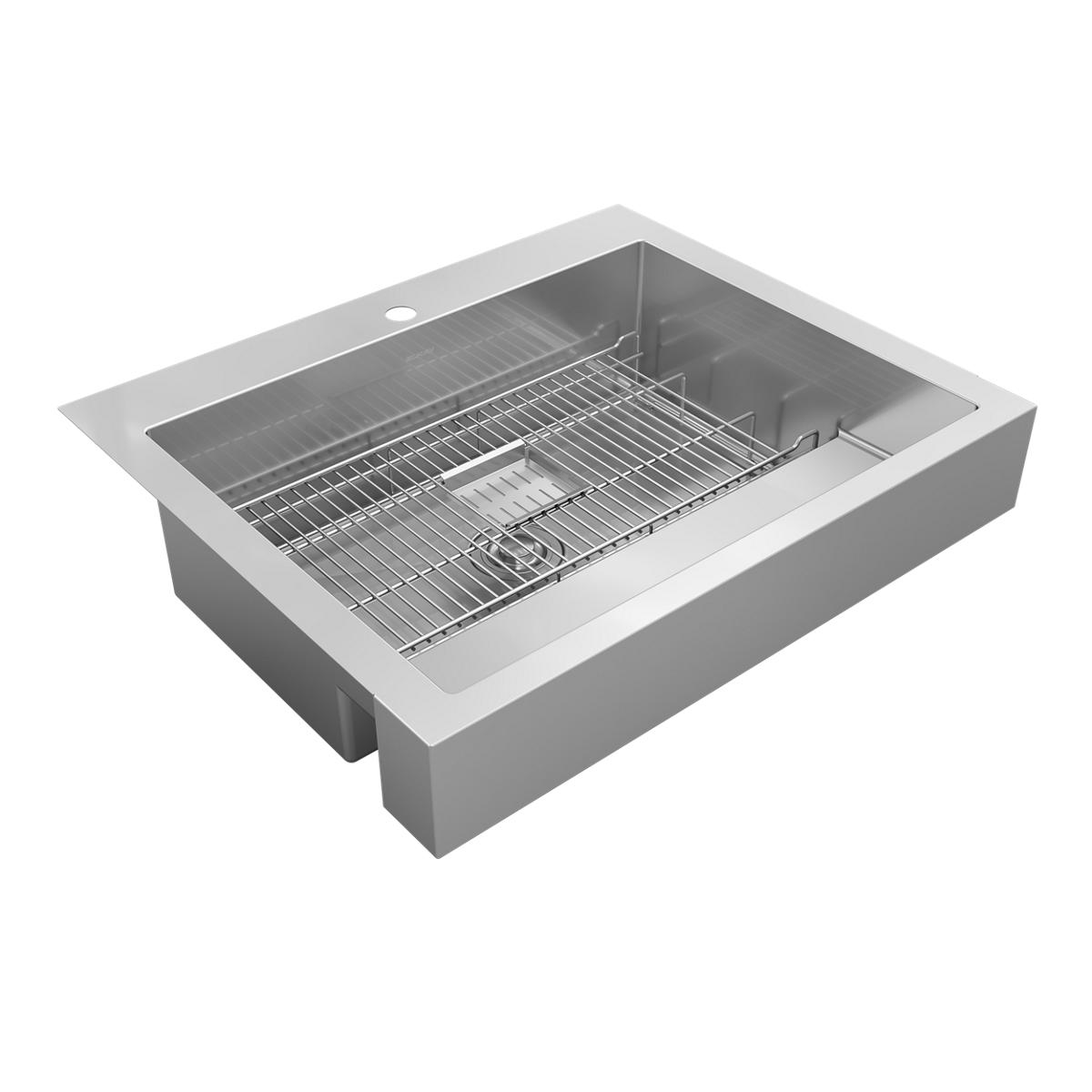 Elkay Dart Canyon 33x27x9.5 Single Bowl Farmhouse ADA Workstation Sink with 4.8 Deep Work Shelf