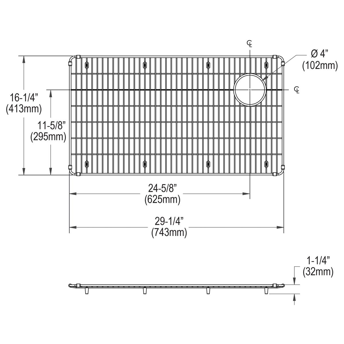 Durable Elkay Crosstown 29-1/4 x 16-1/4 x 1-1/4 Stainless Steel Bottom Grid