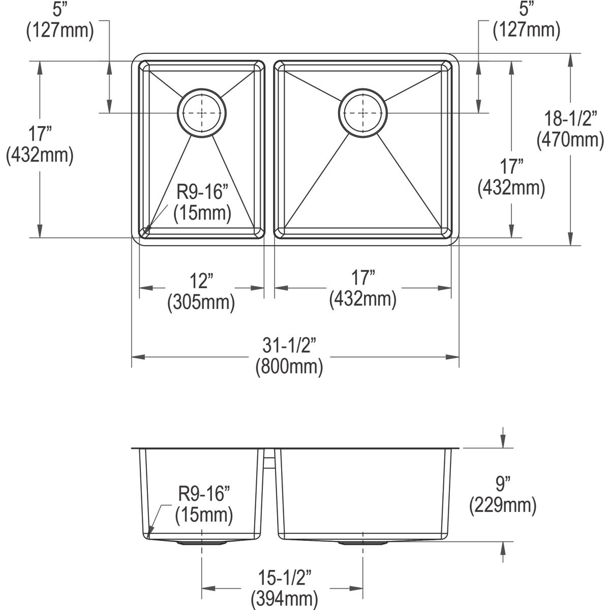 Elkay Crosstown 18-Gauge 31.5x18.5x9 40/60 Double Bowl Undermount Sink Set with Accessories