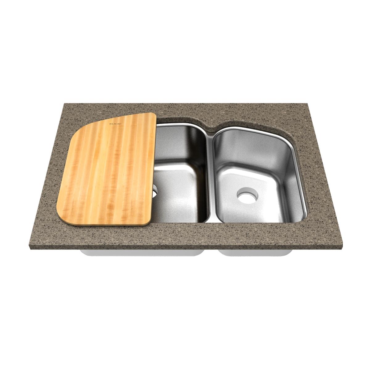 Premium Elkay Hardwood Cutting Board for Undermount Installation - Dimensions 12 x 20-11/16 x 1