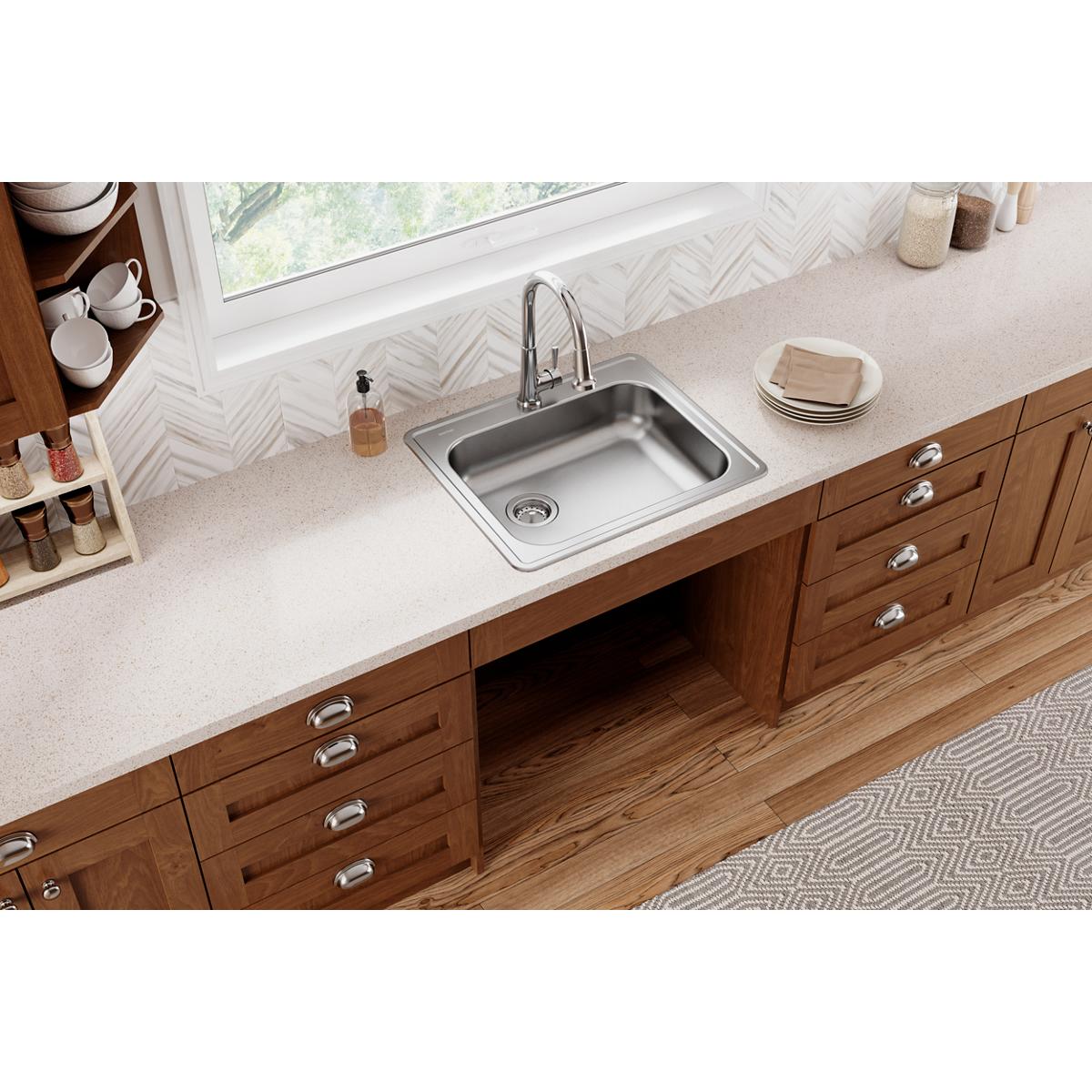 Elkay Dayton Durable Single Bowl Drop - in Sink with Left Drain, 25 x 21 - 1/4 x 5 - 3/8 MR2 - Hole