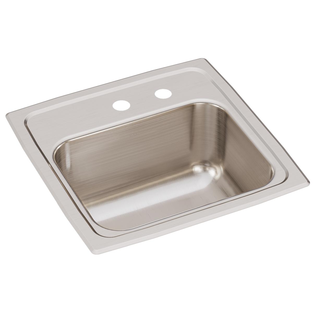 Elkay Lustertone Classic 15x15x7-1/8 Single Bowl Drop-in Bar Sink with 2 Drain - Scratch-Resistant