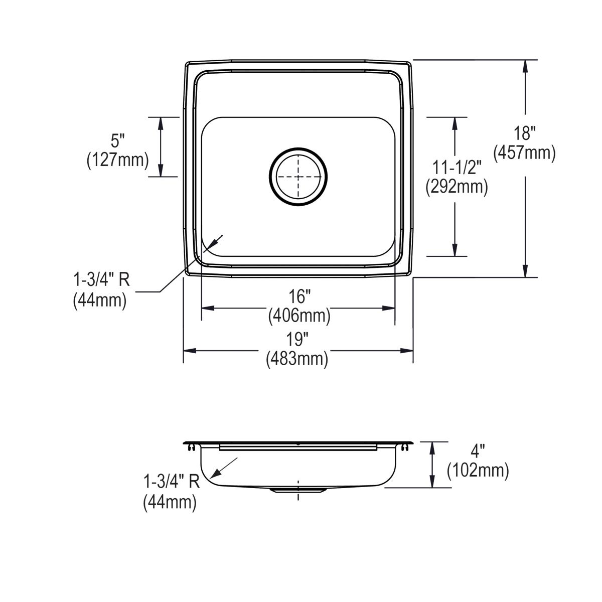 Elkay CuVerro Antimicrobial Copper Single Bowl Drop - in ADA - compliant Kitchen Sink with Dimensions 19 x 18 x 4