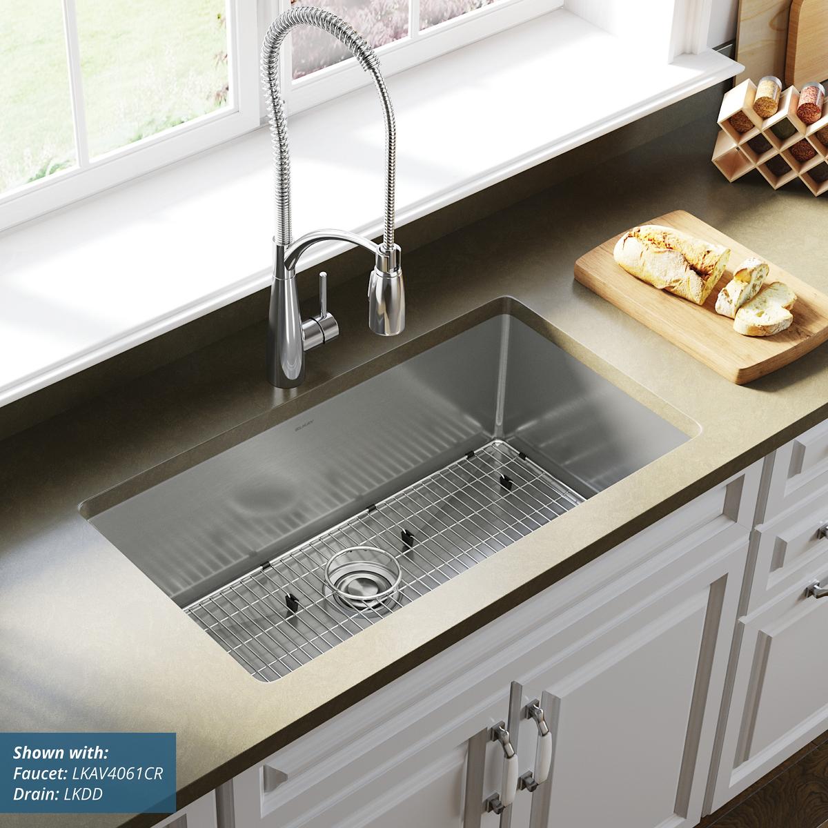 Elkay Crosstown 16-Gauge Single Bowl Undermount Sink Kit, 32.5x18x10