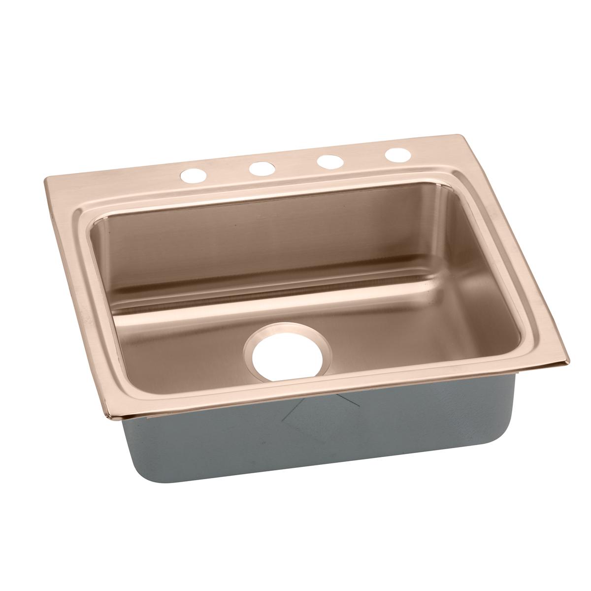 Elkay CuVerro Antimicrobial Copper Single Bowl Drop - in ADA Sink, 25x22x5