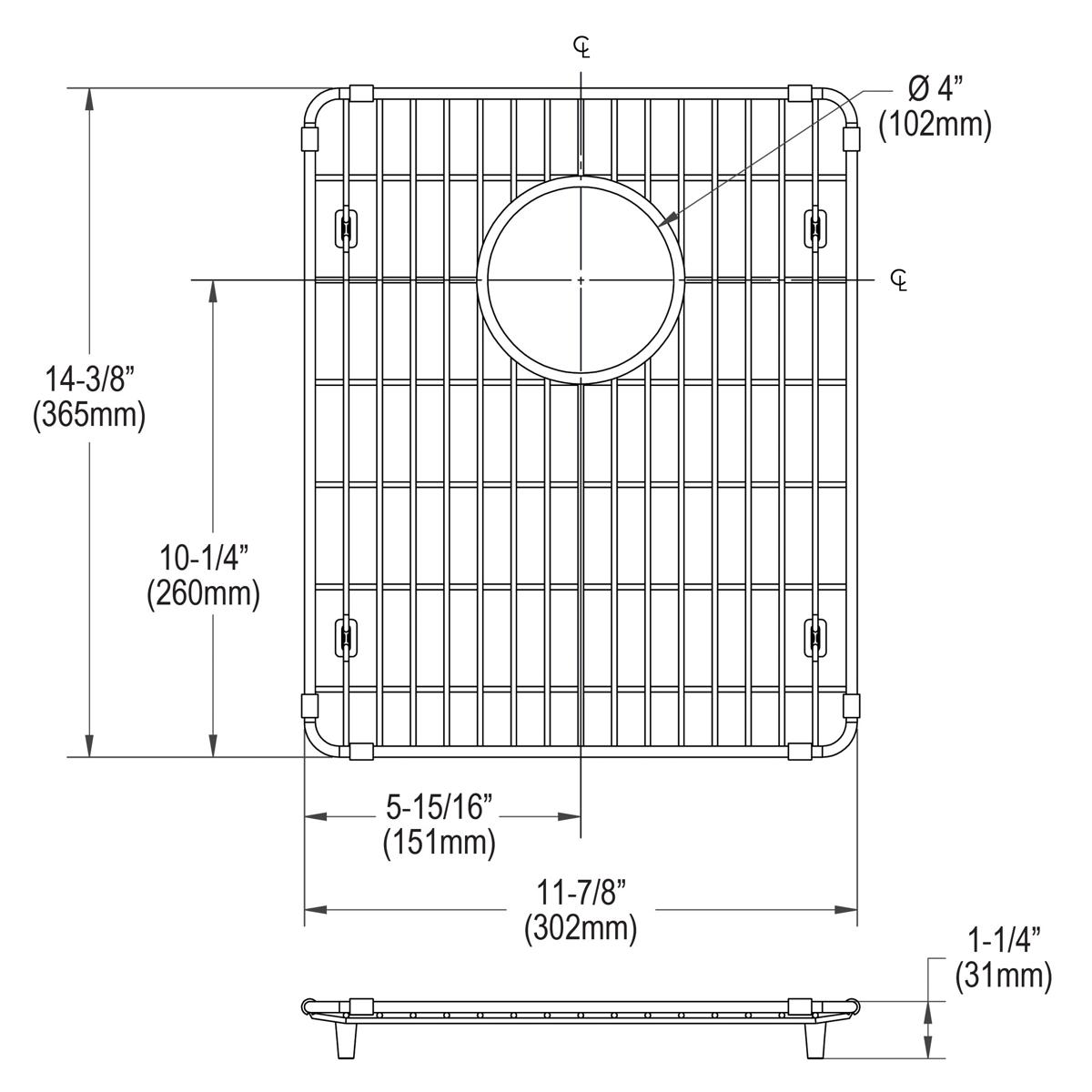 High - Quality Elkay Crosstown 11-7/8 x 14-3/8 x 1-1/4 Stainless Steel Bottom Grid for Sink