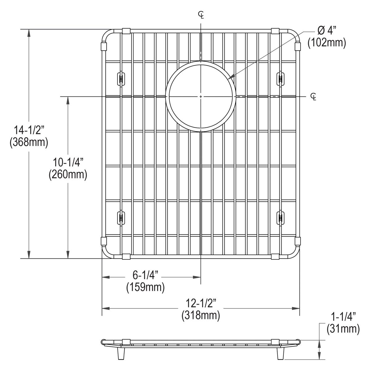 Elkay Crosstown 12.5 x 14.5 x 1.25 Corrosion-Resistant Stainless Steel Bottom Grid
