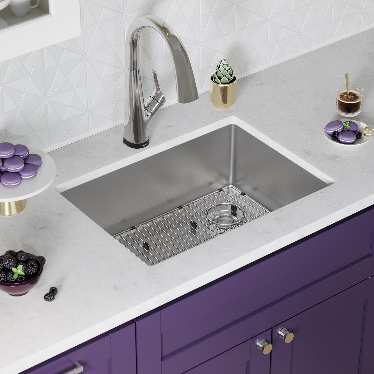 Elkay Crosstown Single Bowl Undermount Kitchen Sink Kit with Filtered Faucet - 18 Gauge, 25-1/2 x 18-1/2 x 9 Dimensions