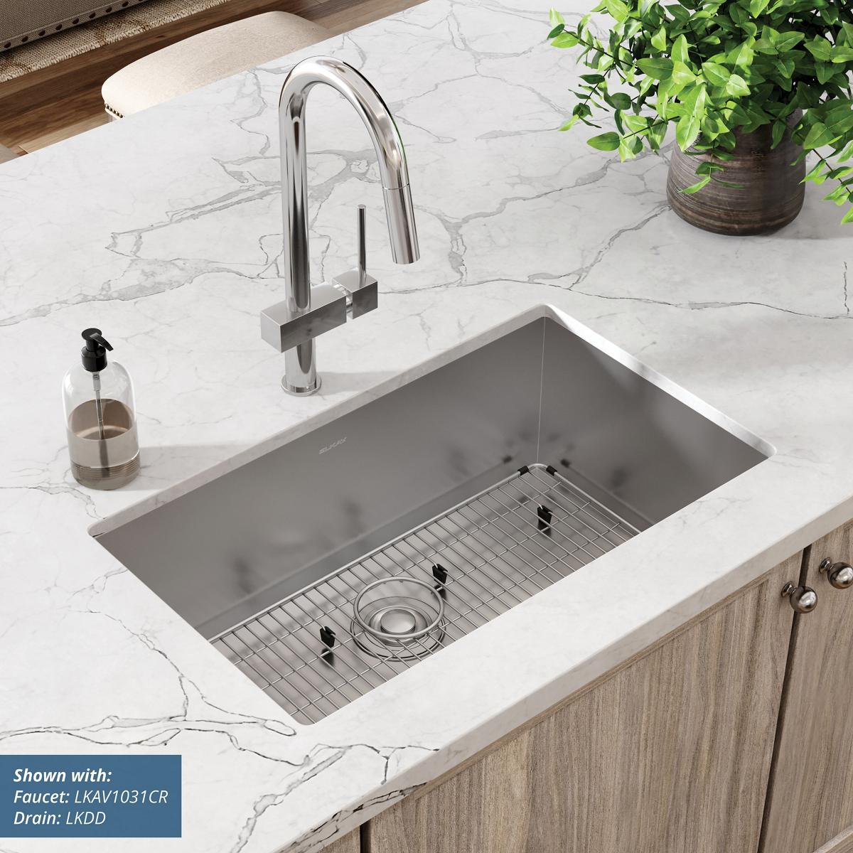 Elkay Crosstown Single Bowl Undermount Kitchen Sink Kit - 16 Gauge, 30.5 x 18.5 x 10 Inches