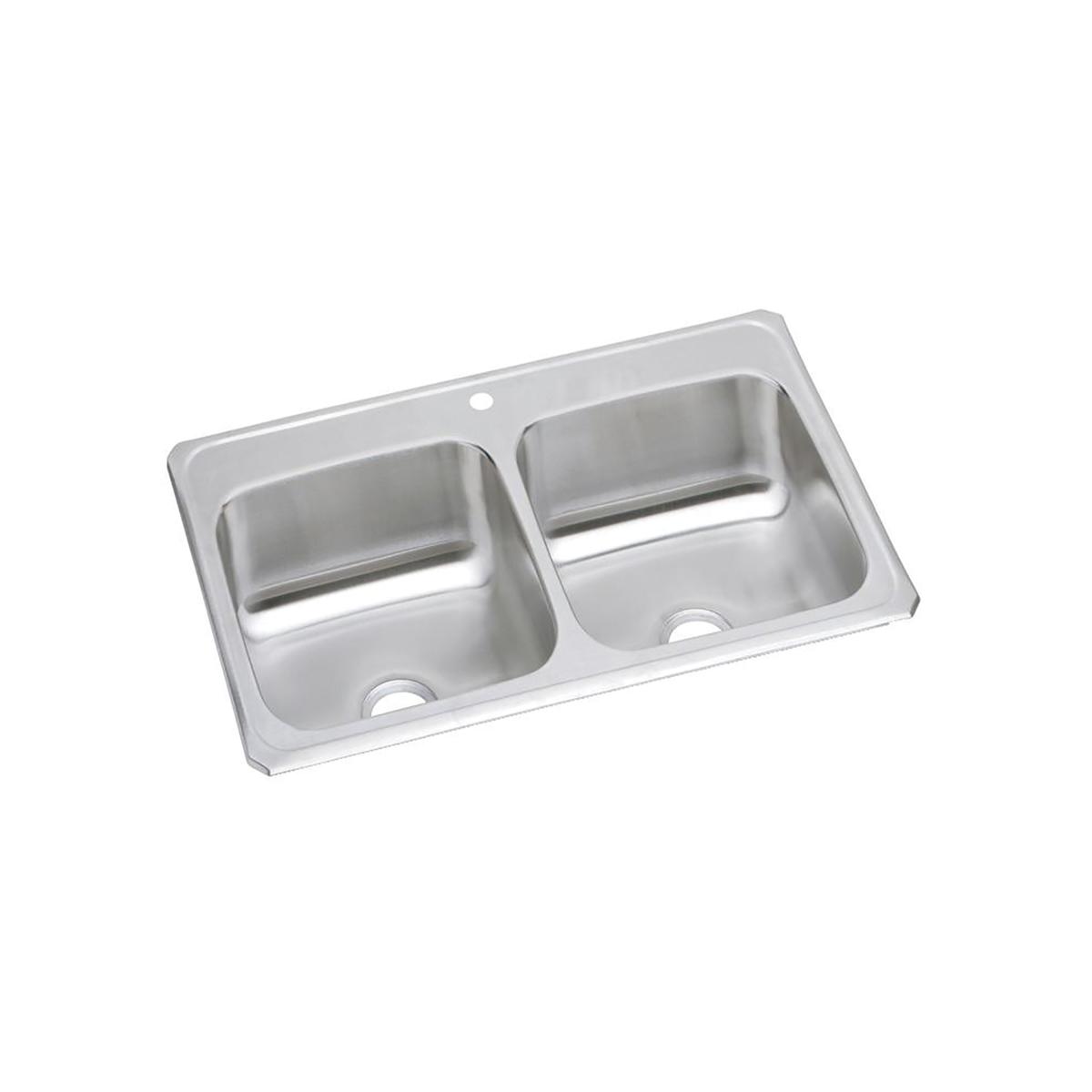 Elkay Celebrity 43x22x6-7/8 Equal Double Bowl Drop-in Stainless Steel Kitchen Sink