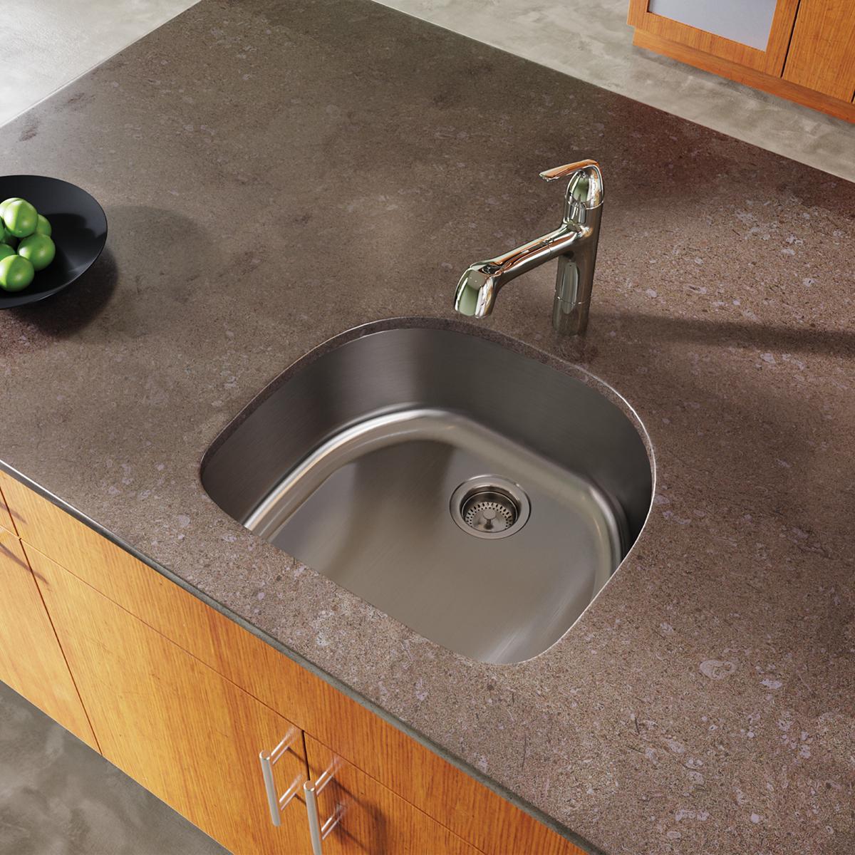 Elkay Dayton Single Bowl Undermount Kitchen Sink with Dimensions 23-1/2 x 21-3/16 x 8
