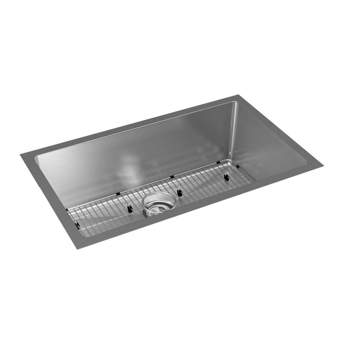 Elkay Crosstown Single Bowl Undermount Kitchen Sink Kit - 16 Gauge, 30.5 x 18.5 x 10 Inches